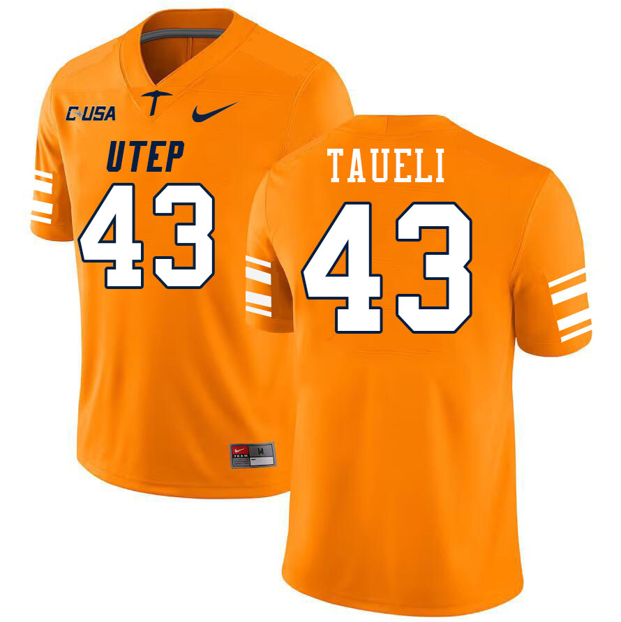 Men-Youth #43 Osaiasi Taueli UTEP Miners 2023 College Football Jerseys Stitched-Orange